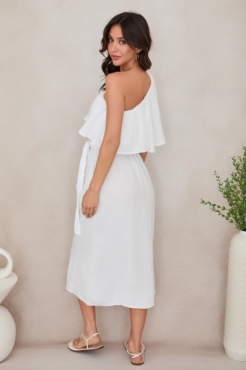 Divina One-Shoulder Gathered Waist Maxi Dress Lilac