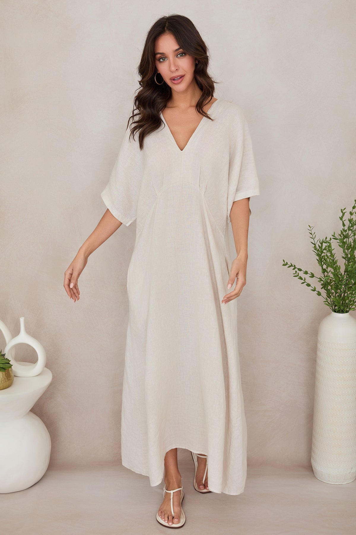 Women's Dress | Ariah Linen Caftan Dress | Made in Italy | Oriana Lifestyle Women's Dress | Ariah Linen Caftan Dress | Made in Italy | Oriana Lifestyle
