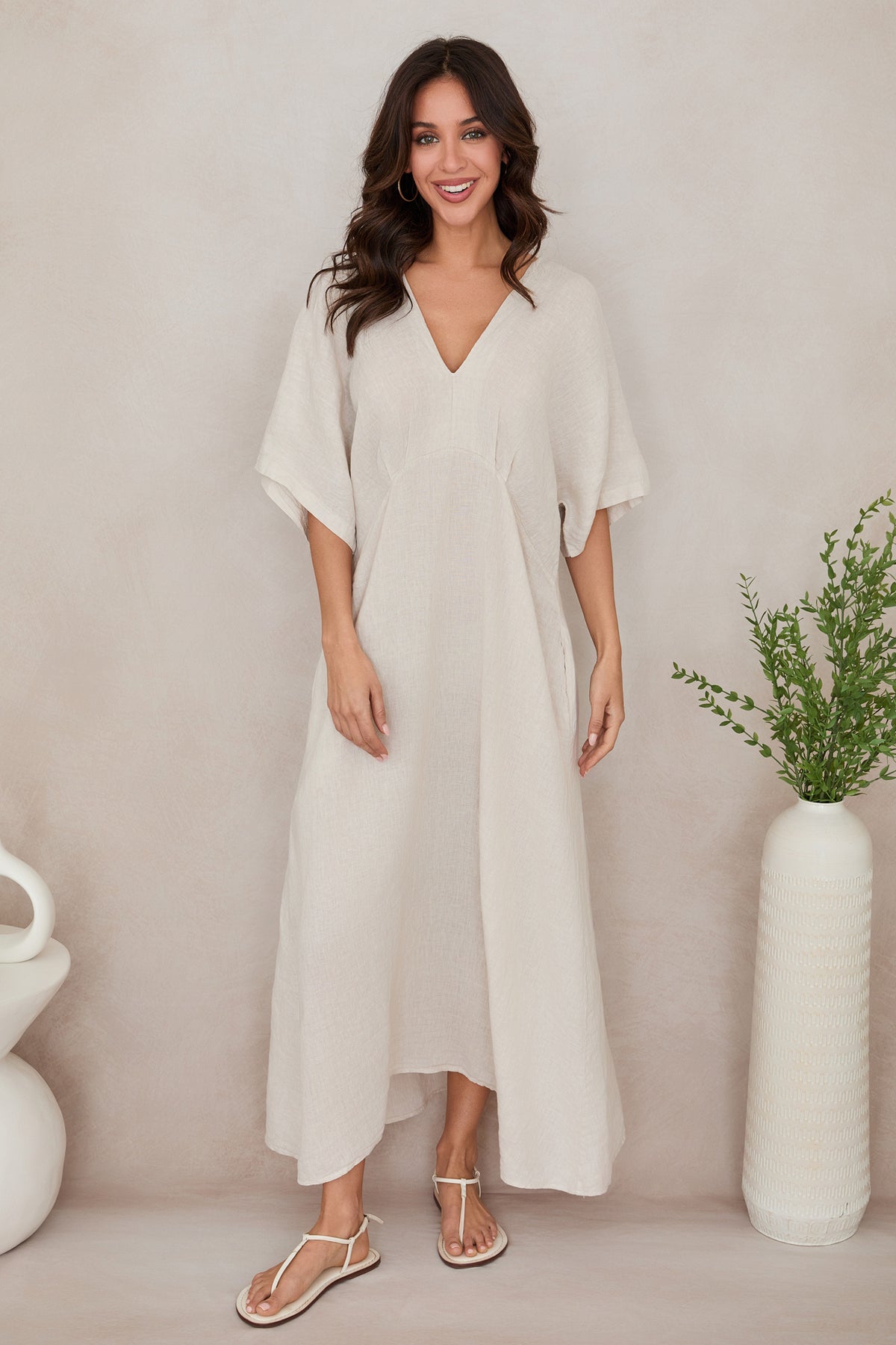 linen caftan dress Blue Linen Maxi Dress Kaftan