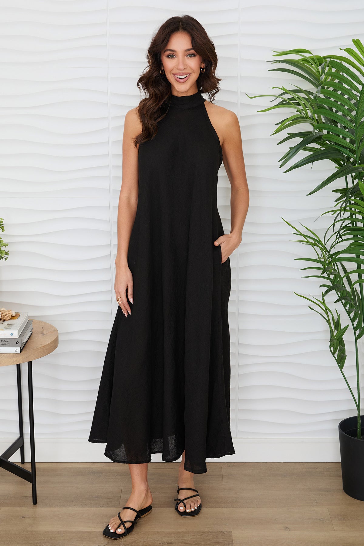 The Senna Linen Halter Dress – orianalifestyle.com