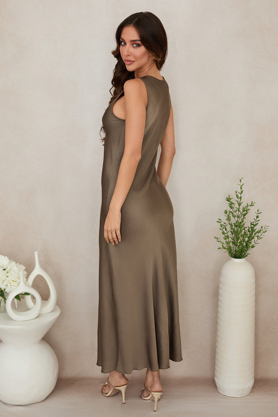 green sequin dress midi Humia Midi Dress in Drape Net Sequin Iridescent Green