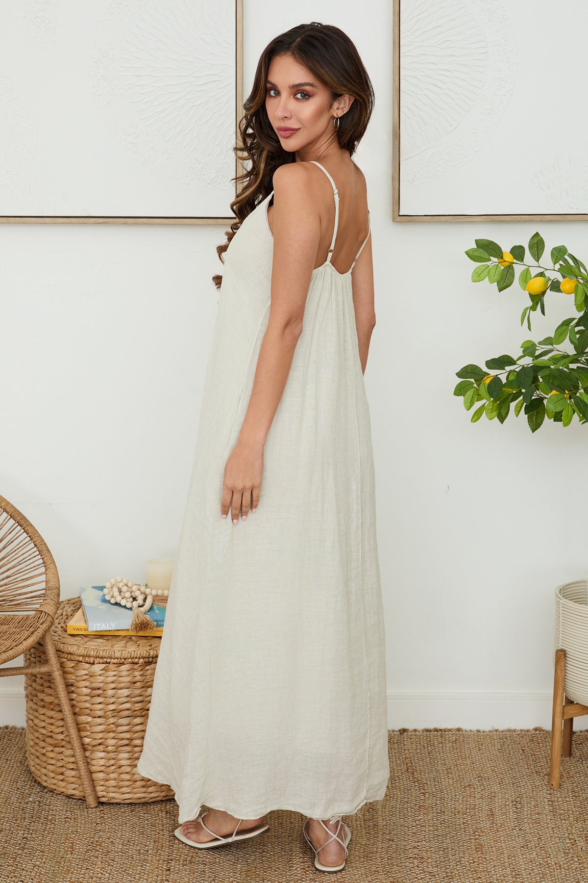 Women's Dress | Il Sole Linen Maxi Dress | Made in Italy | Oriana Lifestyle Women's Dress | Il Sole Linen Maxi Dress | Made in Italy | Oriana Lifestyle