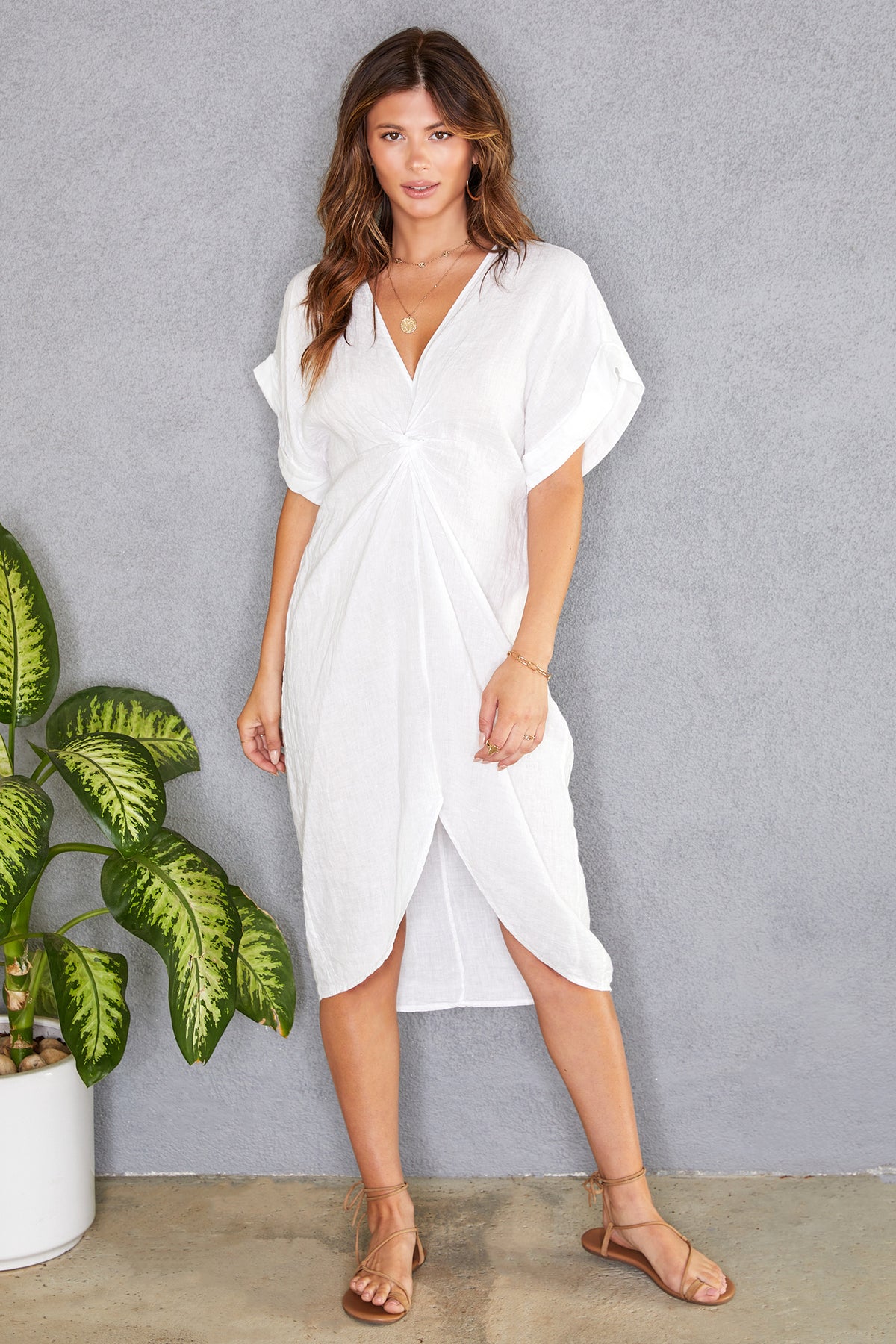 Women's Midi Dress | Avery Twist Front Linen Midi Dress | Made in Italy | Oriana Lifestyle Women's Midi Dress | Avery Twist Front Linen Midi Dress | Made in Italy | Oriana Lifestyle