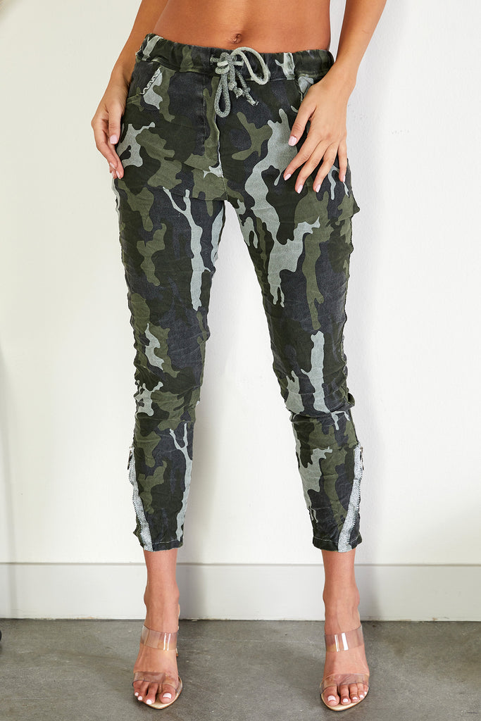 Women's Army Green Camo Jogger Pants