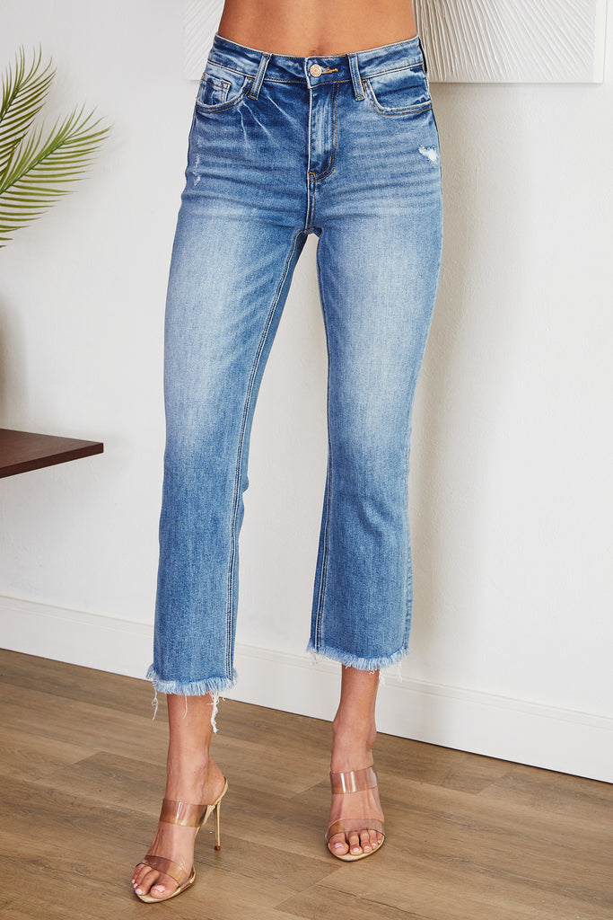 BLANKNYC Frayed Hem High Rise Wide Leg Jeans in No One Better